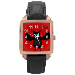 Halloween Bat Rose Gold Leather Watch  by Valentinaart