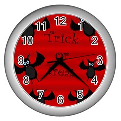 Halloween Bats  Wall Clocks (silver)  by Valentinaart