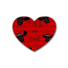 Halloween Bats  Rubber Coaster (heart)  by Valentinaart