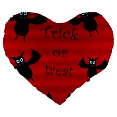 Halloween Bats  Large 19  Premium Heart Shape Cushions by Valentinaart