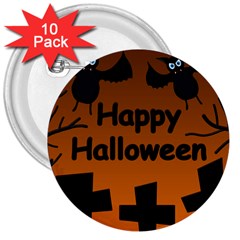 Happy Halloween - Bats On The Cemetery 3  Buttons (10 Pack)  by Valentinaart