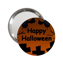 Happy Halloween - Bats On The Cemetery 2 25  Handbag Mirrors by Valentinaart