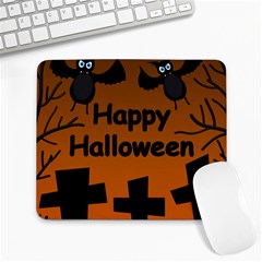 Happy Halloween - Bats On The Cemetery Large Mousepads by Valentinaart