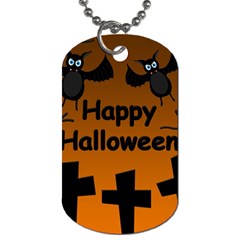 Happy Halloween - Bats On The Cemetery Dog Tag (one Side) by Valentinaart