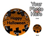 Happy Halloween - bats on the cemetery Playing Cards 54 (Round)  Front - Spade3