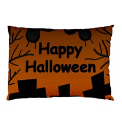 Happy Halloween - Bats On The Cemetery Pillow Case by Valentinaart