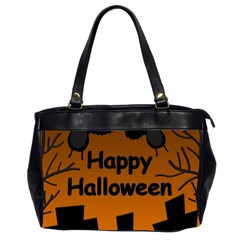 Happy Halloween - Bats On The Cemetery Office Handbags (2 Sides)  by Valentinaart