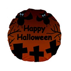 Happy Halloween - Bats On The Cemetery Standard 15  Premium Flano Round Cushions by Valentinaart