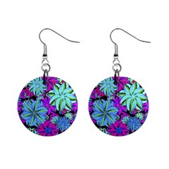 Vibrant Floral Collage Print Mini Button Earrings by dflcprints