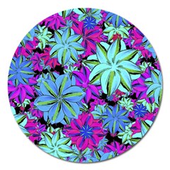 Vibrant Floral Collage Print Magnet 5  (round) by dflcprints