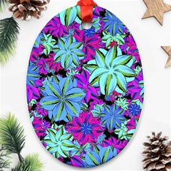 Vibrant Floral Collage Print Oval Ornament (two Sides)