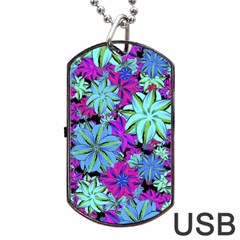 Vibrant Floral Collage Print Dog Tag Usb Flash (two Sides)  by dflcprints