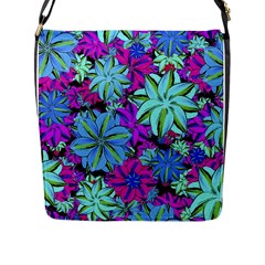 Vibrant Floral Collage Print Flap Messenger Bag (l)  by dflcprints