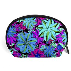 Vibrant Floral Collage Print Accessory Pouches (large)  by dflcprints