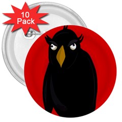 Halloween - Old Raven 3  Buttons (10 Pack)  by Valentinaart