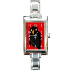 Halloween - Old Raven Rectangle Italian Charm Watch by Valentinaart