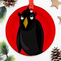 Halloween - Old Raven Ornament (round)  by Valentinaart