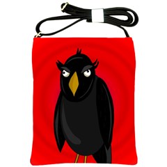 Halloween - Old Raven Shoulder Sling Bags by Valentinaart