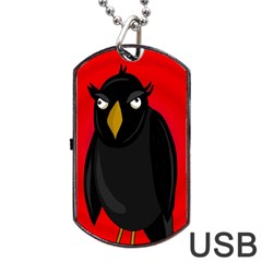 Halloween - Old Raven Dog Tag Usb Flash (one Side) by Valentinaart