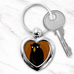 Halloween - Old Black Rawen Key Chains (heart)  by Valentinaart