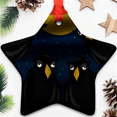 Halloween - Black Crow Flock Ornament (star)  by Valentinaart