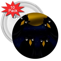 Halloween - Black Crow Flock 3  Buttons (10 Pack)  by Valentinaart