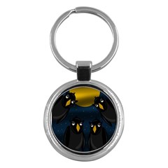 Halloween - Black Crow Flock Key Chains (round)  by Valentinaart