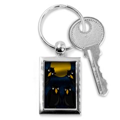 Halloween - Black Crow Flock Key Chains (rectangle)  by Valentinaart