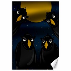 Halloween - Black Crow Flock Canvas 12  X 18   by Valentinaart