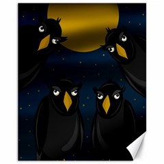 Halloween - Black Crow Flock Canvas 11  X 14   by Valentinaart