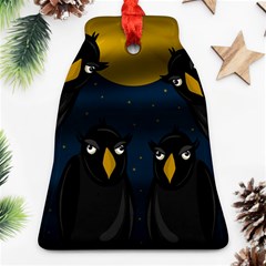 Halloween - Black Crow Flock Bell Ornament (2 Sides) by Valentinaart