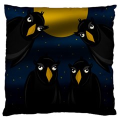 Halloween - Black Crow Flock Large Cushion Case (one Side) by Valentinaart