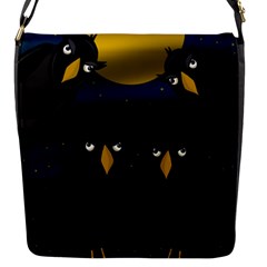 Halloween - Black Crow Flock Flap Messenger Bag (s) by Valentinaart