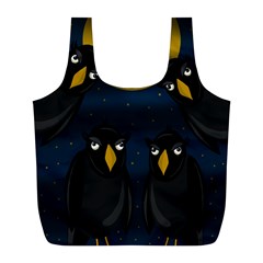 Halloween - Black Crow Flock Full Print Recycle Bags (l)  by Valentinaart