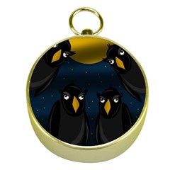 Halloween - Black Crow Flock Gold Compasses by Valentinaart