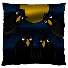 Halloween - Black Crow Flock Large Flano Cushion Case (one Side) by Valentinaart