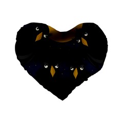 Halloween - Black Crow Flock Standard 16  Premium Flano Heart Shape Cushions by Valentinaart