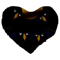 Halloween - Black Crow Flock Large 19  Premium Flano Heart Shape Cushions by Valentinaart