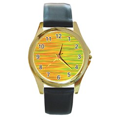 Green And Oragne Round Gold Metal Watch by Valentinaart