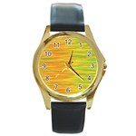 Green and oragne Round Gold Metal Watch Front