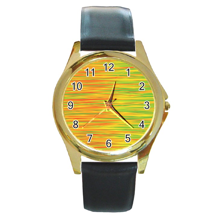 Green and oragne Round Gold Metal Watch