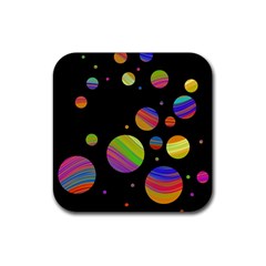 Colorful Galaxy Rubber Coaster (square)  by Valentinaart