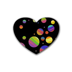 Colorful Galaxy Rubber Coaster (heart)  by Valentinaart