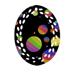 Colorful Galaxy Oval Filigree Ornament (2-side)  by Valentinaart