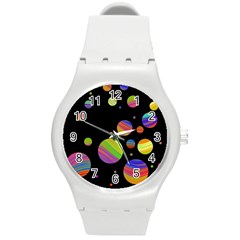 Colorful Galaxy Round Plastic Sport Watch (m) by Valentinaart