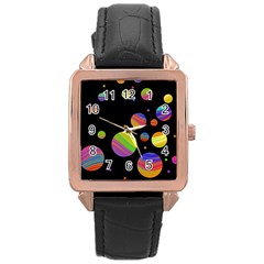 Colorful Galaxy Rose Gold Leather Watch  by Valentinaart