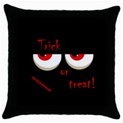 Halloween  trick Or Treat  - Monsters Red Eyes Throw Pillow Case (black) by Valentinaart