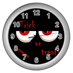 Halloween  trick Or Treat  - Monsters Red Eyes Wall Clocks (silver) 