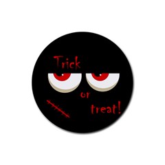 Halloween  trick Or Treat  - Monsters Red Eyes Rubber Round Coaster (4 Pack)  by Valentinaart