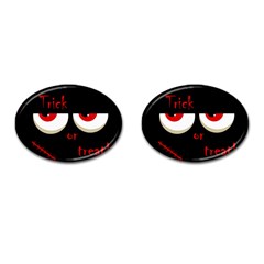 Halloween  trick Or Treat  - Monsters Red Eyes Cufflinks (oval) by Valentinaart